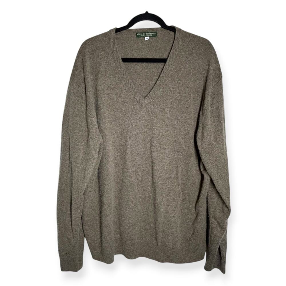 House of Edinburgh | XXXL | Women's 100% Cashmere Knit V-Neck Pullover Sweater